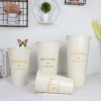 Creative simple flower bucket flower bucket wrought iron flower arrangement flower flower flower decoration iron bucket vase dried flower bucket living room