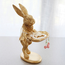 Jewelry rack creative ornaments gold rabbit jewelry ring earrings display stand display shooting props jewelry tray