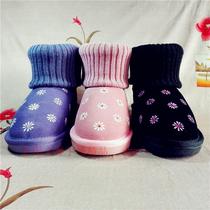 Graffiti snow boots female wool mouth small Daisy pink short tube cowhide skin thin thick warm hand-painted cotton boots