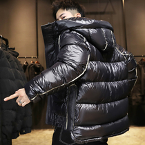 Mens thin short down jacket 2021 explosion winter trend warm bright face thick fashion fashion brand coat