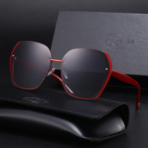 Net red Street shooting ladies polarized sunglasses new round face anti-ultraviolet thin face fashion sunglasses Red