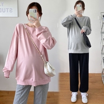 Pregnant Woman Spring Dress Jacket Fashion 2022 New Loose Big Code Casual Shorts Vee Spring Autumn Season Long Sleeve Undershirt