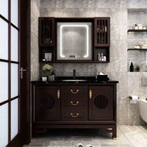 Modern new Chinese bathroom cabinet combination Floor-to-ceiling integrated bathroom hand wash basin cabinet Intelligent mirror sink