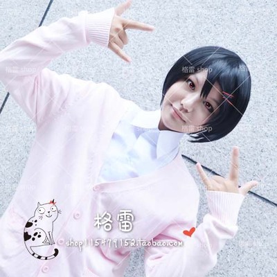 taobao agent Gray cosplay wig lovelive Yazawa's connotation to male body short black high -temperature silk