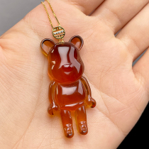  Wanfu Myanmar amber design Clavicle chain Bear Pendant Amber Necklace Earrings Bracelet Bag hanging accessories