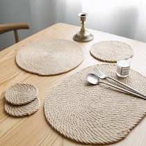 Japanese linen woven heat insulation mat anti-scalding mat pot mat plate mat table mat vegetable mat bowl household coaster straw woven