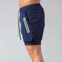MCPW Speed Dry Leave Two Bilayer Fitness Shorts Men Sports Running 50% Pants Bottom Compression Training Mid Pants