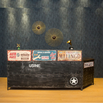 Simple retro paint clothing store cash register corner hairdresser shop front desk bar counter computer desk reception desk