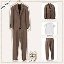  Spring and autumn thin Dongdaemun casual suit suit mens loose sense of falling light familiar style Korean version of ruffian handsome small suit trend