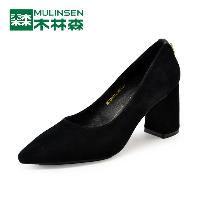 Mulinsen women's shoes 2018 spring new pointed shoes shallow mouth single shoes matte leather high heel shoes fashion wild