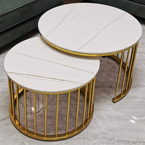 Nordic simple rock board tea table Italian light luxury marble round a few scratch resistant high temperature resistant household living room round set