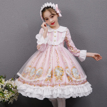 Girl Lolita genuine princess dress autumn winter dress childrens long sleeves plus velvet style Lolita lolita skirt