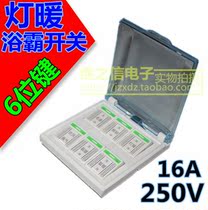 Yuba switch 16A air heating six open flip cover universal bathroom toilet waterproof toilet six in one 6 switch panel