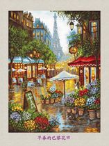 Cross-embroidered paper redrawing source file Paris flower market in early spring