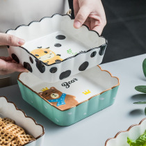 New products Creative lace bowls 6-inch Ceramic Cat Bowls of Cats Cat Basin Dogs Bowls Cute Flat Bottom Bowl Shallow and anti-roll