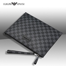 ERG Armani clutch bag men leather 2021 new portable Plaid mens clutch bag business envelope tide