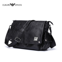 ERG Armani shoulder bag men leather messenger bag 2021 first layer new small bag tide cool large capacity shoulder bag