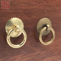 Bronze ring Chinese antique pure copper furniture cabinet door ring simple copper ring drawer Chinese medicine cabinet handle