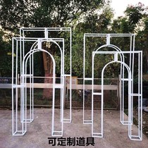 New wedding stage wrought iron decoration props three-dimensional cuboid arch ornaments outdoor wedding iron frame customized