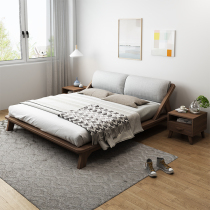  Japanese-style solid wood bed 1 8-meter double bed Modern simple tatami low bed Ash wood master bedroom Log king bed 1 5