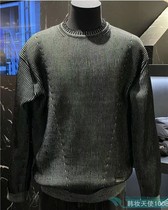JUUN J high-end mens clothing South Korea 22 spring style round-collar-knitted sweater JB301-20 black ash