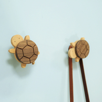 Nordic ins wind solid wood wall hanger wall hanger free punching creative animal children's room drawer handle
