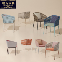 Outdoor wicker chair single back chair woven open air Lounge restaurant hotel outdoor wicker chair commercial coffee bar chair