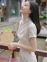 Xiaobu style sea flower retro-modified cheongsam 2021 new young lace short-sleeved dress