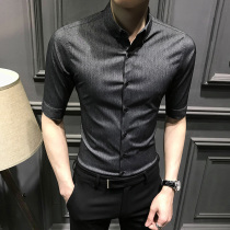 Rich bird middle sleeve shirt mens summer business five-point sleeve black free ironing tooling professional shirt mens short sleeve trend