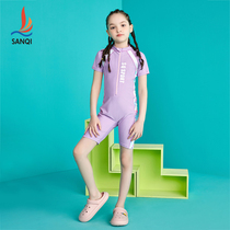Sanqi Childrens swimsuit Girls summer one-piece middle child girl princess quick-drying 2021 new professional swimming suit