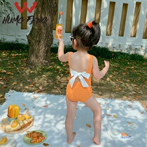 Girls  swimsuit female baby swimsuit female one-piece fairy fan hot spring swimsuit 2021 new trend for small and middle-aged children