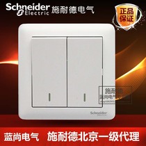 Schneider white weakly electric type duplex two open single control self-reset switch dry contact