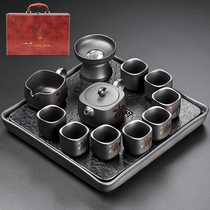 Black mud purple sand kung fu tea set home office guests light luxury high-end tea teapot tea cup gift box