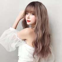 Wig female medium long hair natural fluffy water ripple micro-volume curly hair net red long curly temperament long hair wig set