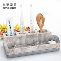 Bathroom wash toothbrush rack creative imitation marble wash set home toilet mouthwash Cup
