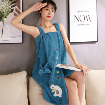 Wown can be wrapped with shoulder strap bath towel female cute bath bathrobe summer thin swimming sling bathrobe skirt