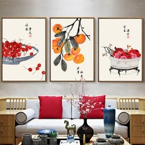 New Chinese Living Room Decorative Painting Chinese Style Sofa Backwall Hanging Painting Light Luxury Restaurant Wall Tea Room Triple Mural