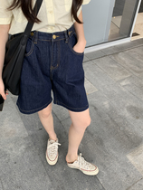 Xin help five-point jeans summer thin loose loose look wild blue high waist wide leg denim shorts women