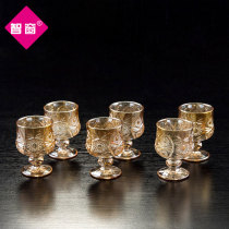 Household creative bai jiu bei Golden Goblet cut or two shot glass glass suit 50 ml spirits glass