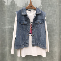 Spell out perfect gestation for pregnant women wearing cowboy waistcoat spring summer time gestation mom fashion out sleeveless vest little jacket woman