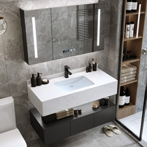Rock one-piece sink bathroom Light luxury hotel washbasin Hand wash toilet Simple modern bathroom cabinet combination