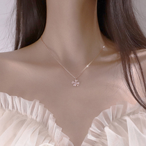 Korea four-leaf clover necklace female summer sterling silver pendant light luxury niche design high sense choker to give girlfriend gift