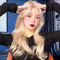 Net red wig female long hair Lisa lisa with platinum medium long curly hair big waves natural full head cover style