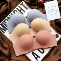 One-piece half cup Upper thin lower thick incognito word shoulder underwear Small chest gathered strapless bra Solid color bra