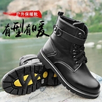 Young casual Martin boots Mens leather shoes mens cotton shoes low-top wool army combat boots winter plus velvet warm zipper
