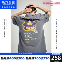 Mark Huafei Tide brand polo shirt mens 2021 summer new cartoon print fashion lapel collar Hong Kong style short sleeve