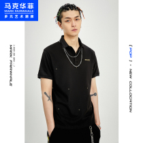 Marc Wafi polo shirt mens 2021 summer new full print small embroidery business casual lapel short sleeve top