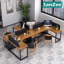 Staff station solid wood office table and chair combination office four-person computer desk 2 4 6-person screen partition