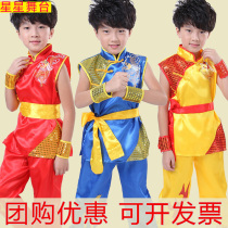 Childrens martial arts performance in kindergarten Kung Fu Kung Fu Dance Lion Dance Lion Dance Drum Costumes 6 Festival Costume Out