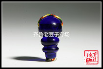 Old glaze beads 12-14mm dark sapphire blue old colored glaze three-way glazed pagoda glazed Buddha head